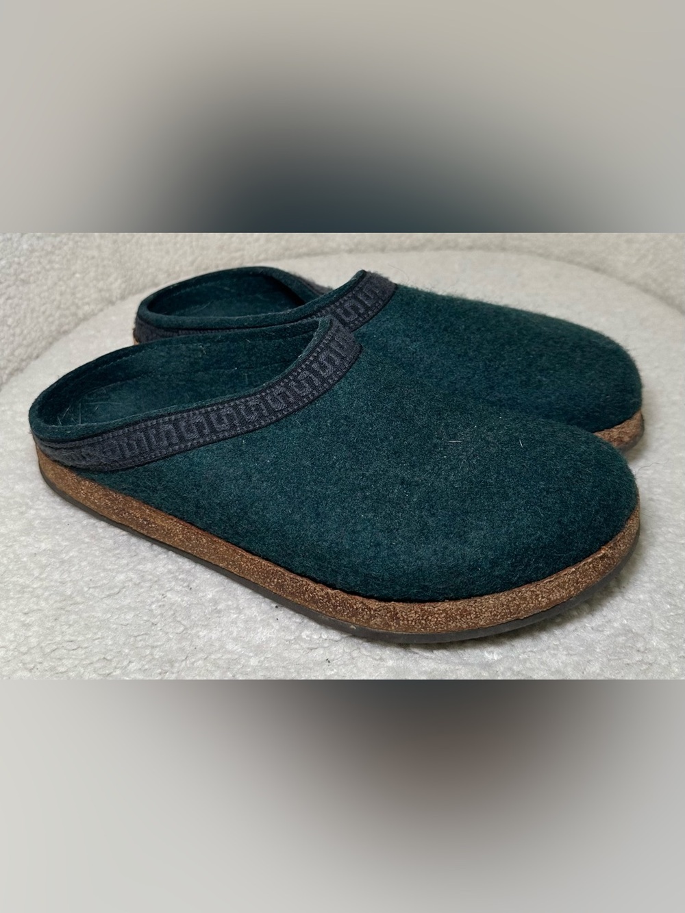 Stegmann Wool Felt Clogs Slippers Green Cork Footbed Comfort German Boho 41 9